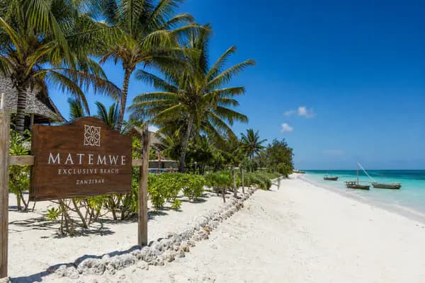 Matemwe exclusive north-east beach in Zanzibar — luxury villa enclave near Mnemba